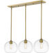 Harmony 3 Light 36 inch Olde Brass Linear Chandelier Ceiling Light