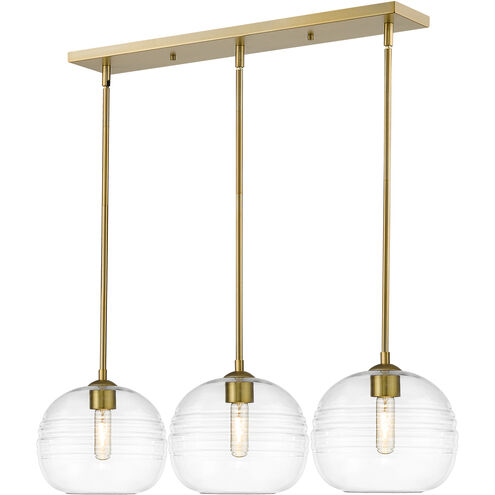 Harmony 3 Light 36 inch Olde Brass Linear Chandelier Ceiling Light