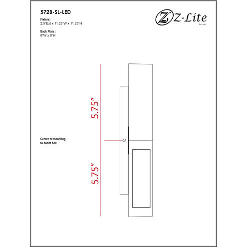 Quadrate LED 11 inch Silver Outdoor Wall Light