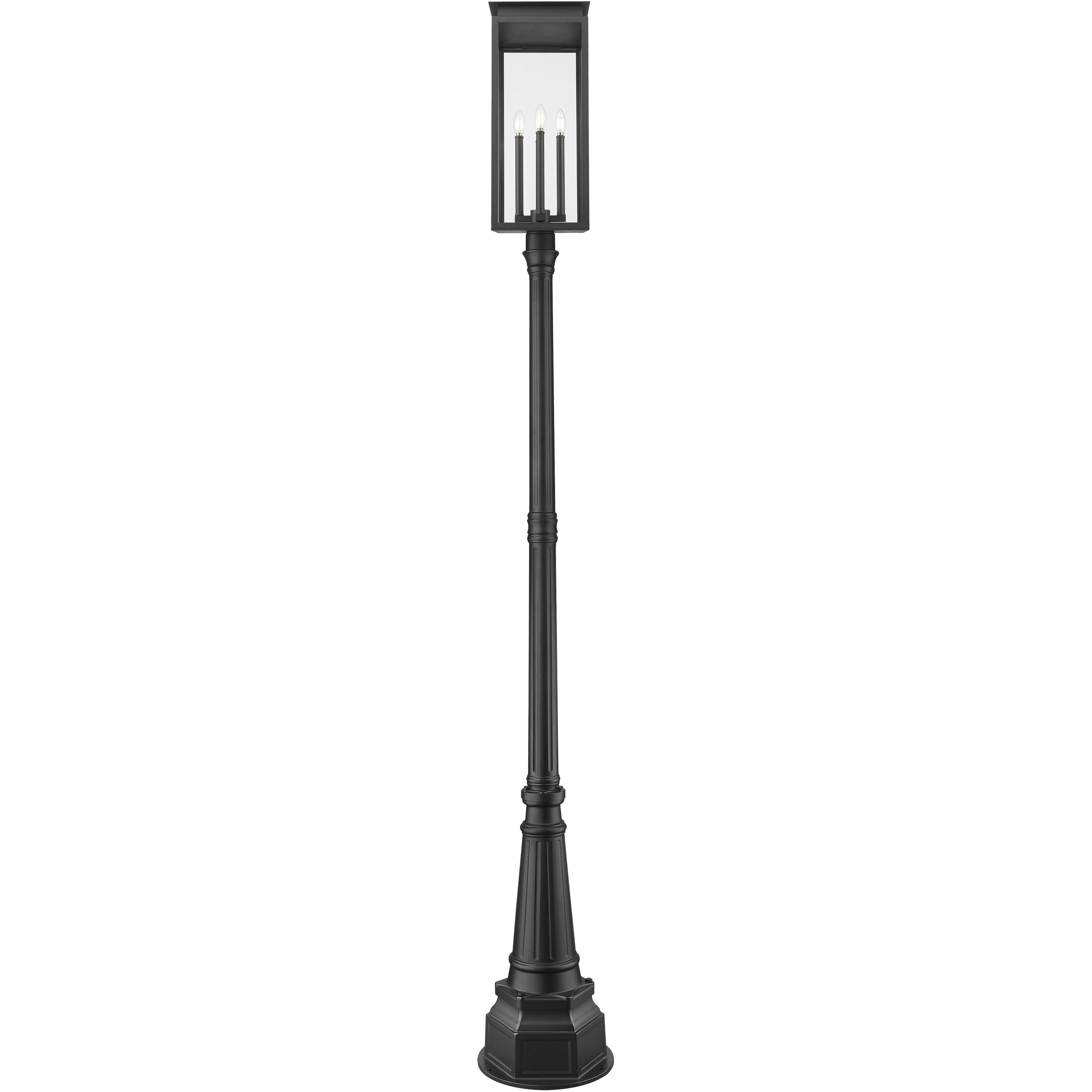 Nova 4 Light 109.5 inch Black Outdoor Post Mounted Fixture in Clear Glass
