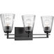 Lyna 3 Light 22 inch Matte Black Vanity Wall Light
