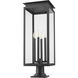 Nova 4 Light 29.5 inch Black Outdoor Pier Mounted Fixture in Clear Glass