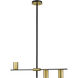 Calumet 3 Light 32 inch Matte Black and Olde Brass Linear Chandelier Ceiling Light