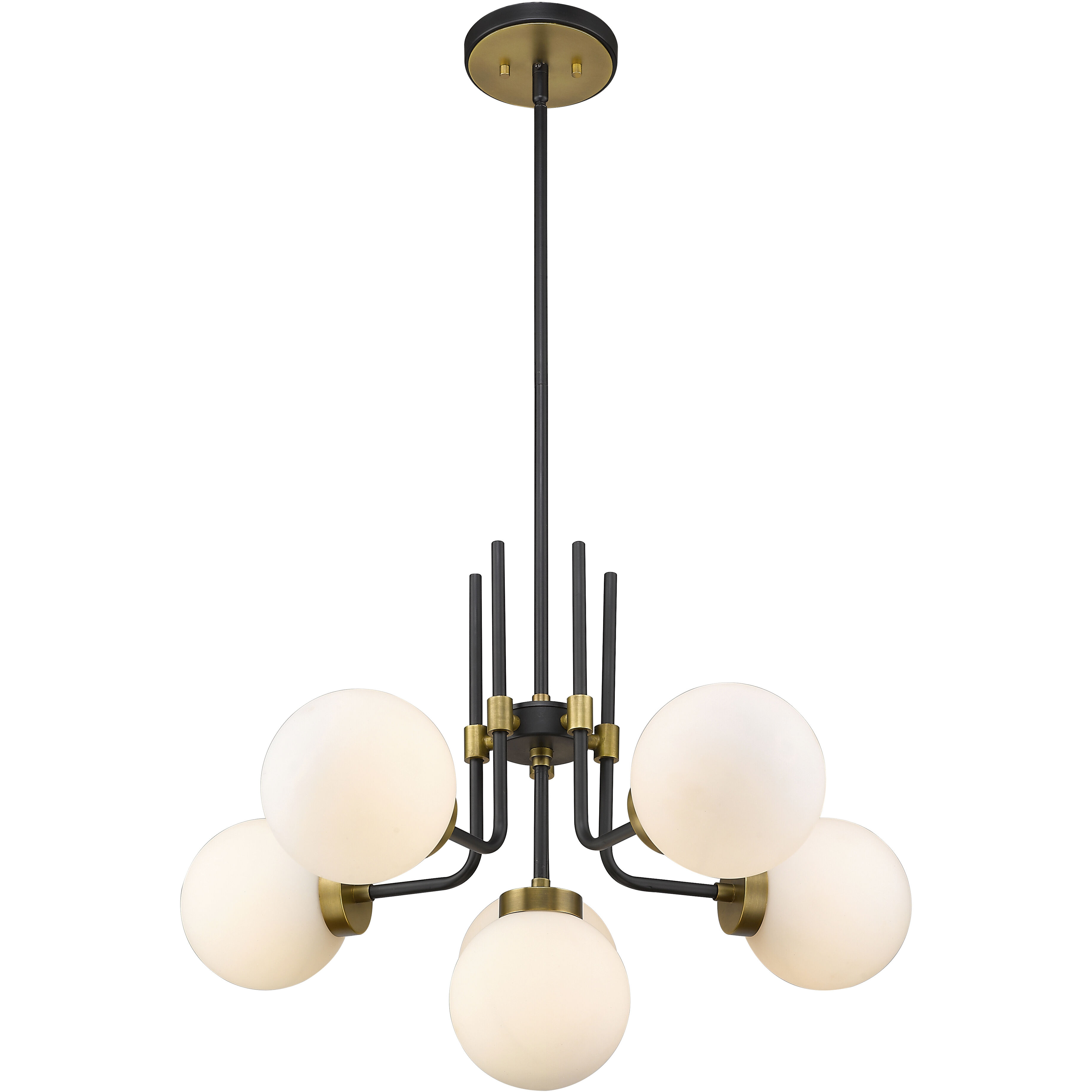 Parsons 6 Light 27 inch Matte Black and Olde Brass Chandelier Ceiling Light
