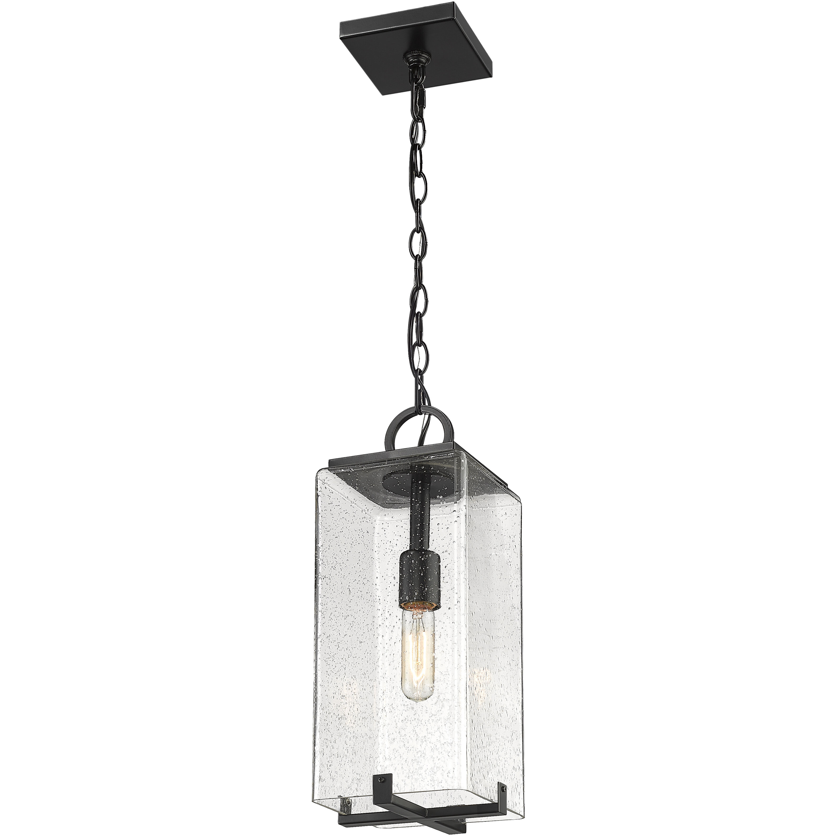 Sana 1 Light 6.75 inch Black Outdoor Chain Mount Ceiling Fixture in Seedy Glass
