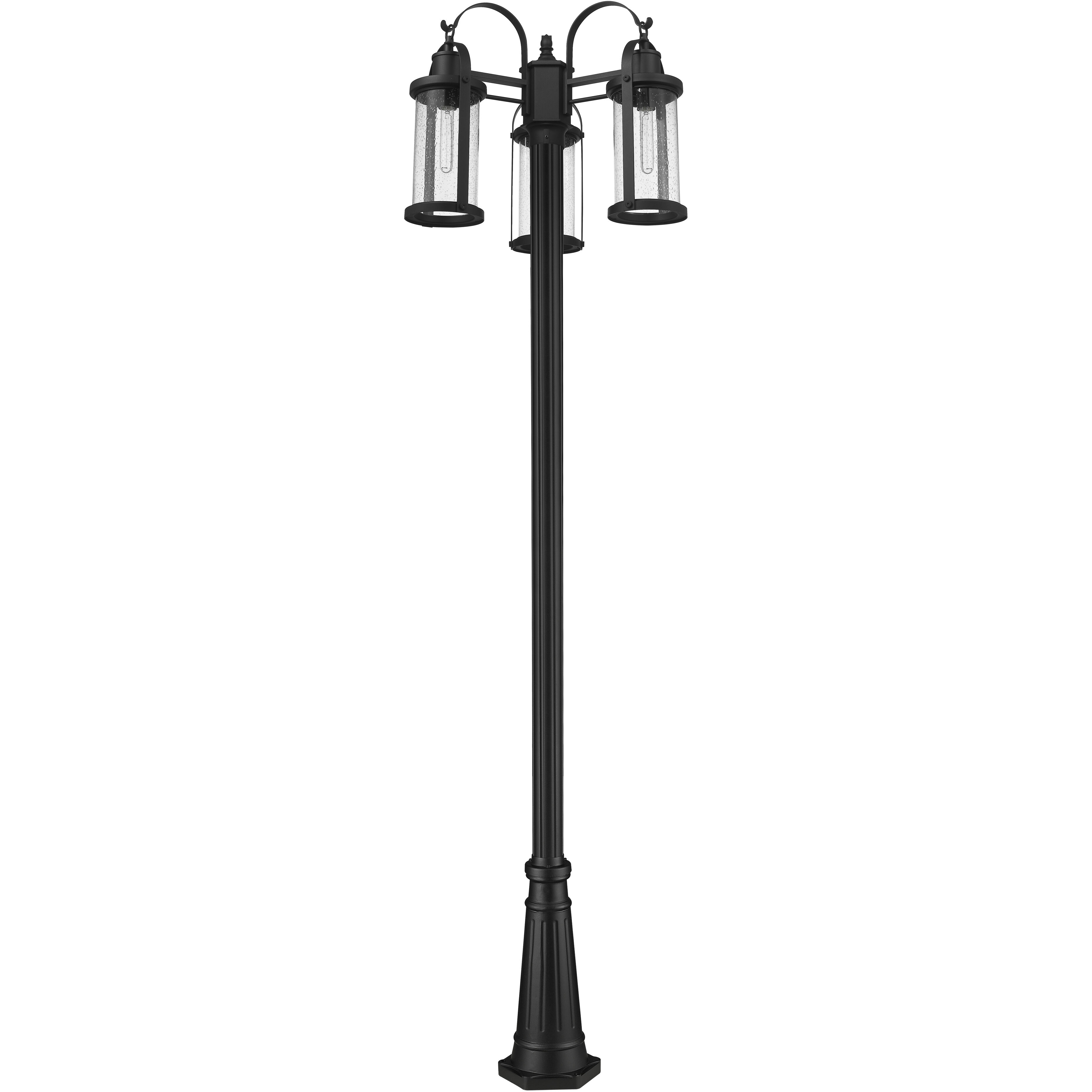 Roundhouse 3 Light 114.5 inch Black Outdoor Post Mounted Fixture