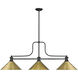 Melange 3 Light 52 inch Matte Black Billiard Ceiling Light in Matte Black and Rubbed Brass