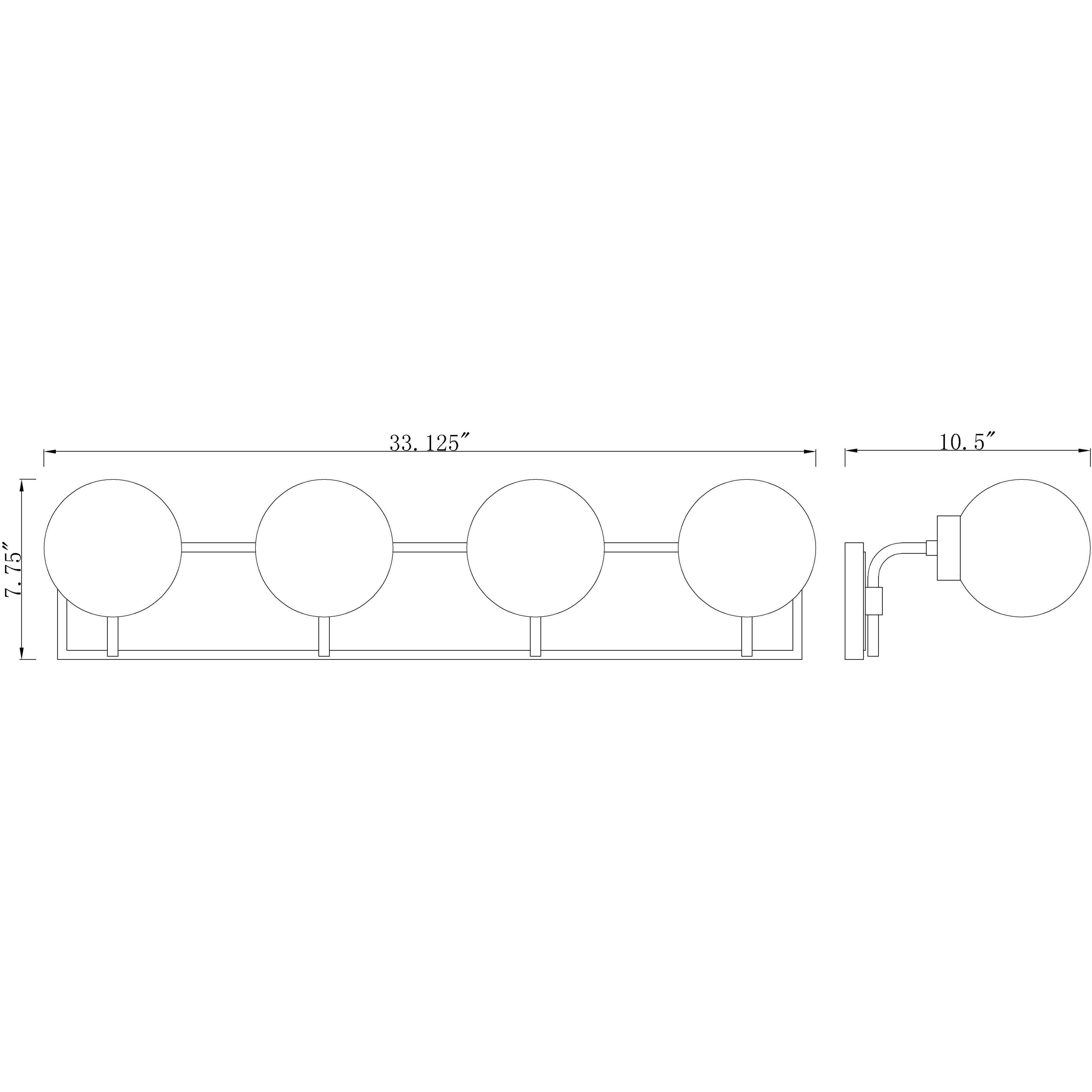 Parsons 4 Light 33.25 inch Matte Black and Brushed Nickel Vanity Wall Light