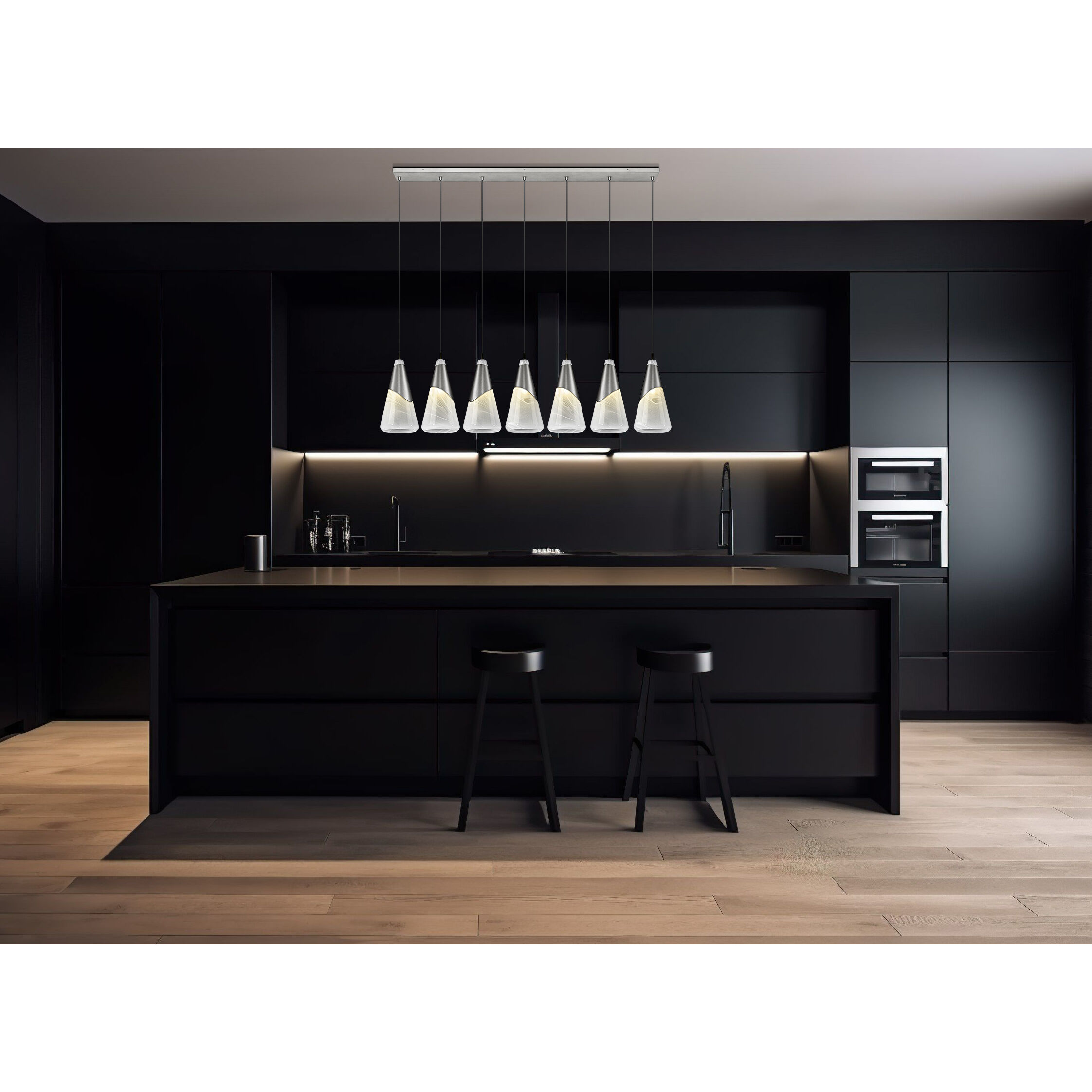 Aimie Linear Chandelier Ceiling Light in Brushed Nickel