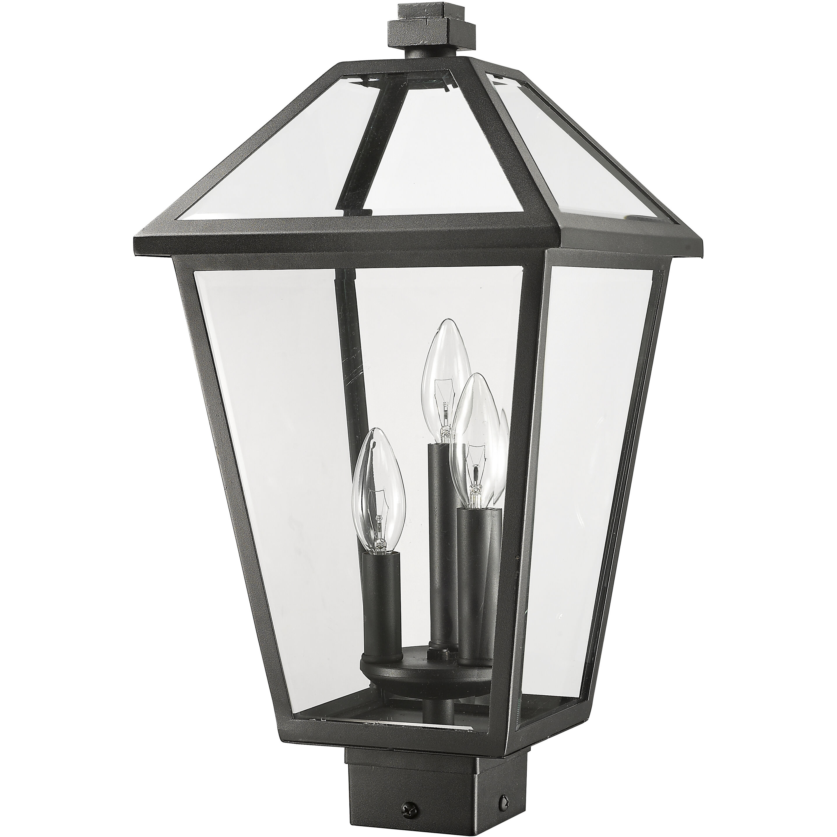 Talbot 3 Light 18.5 inch Black Outdoor Post Mount Fixture in Clear Beveled Glass