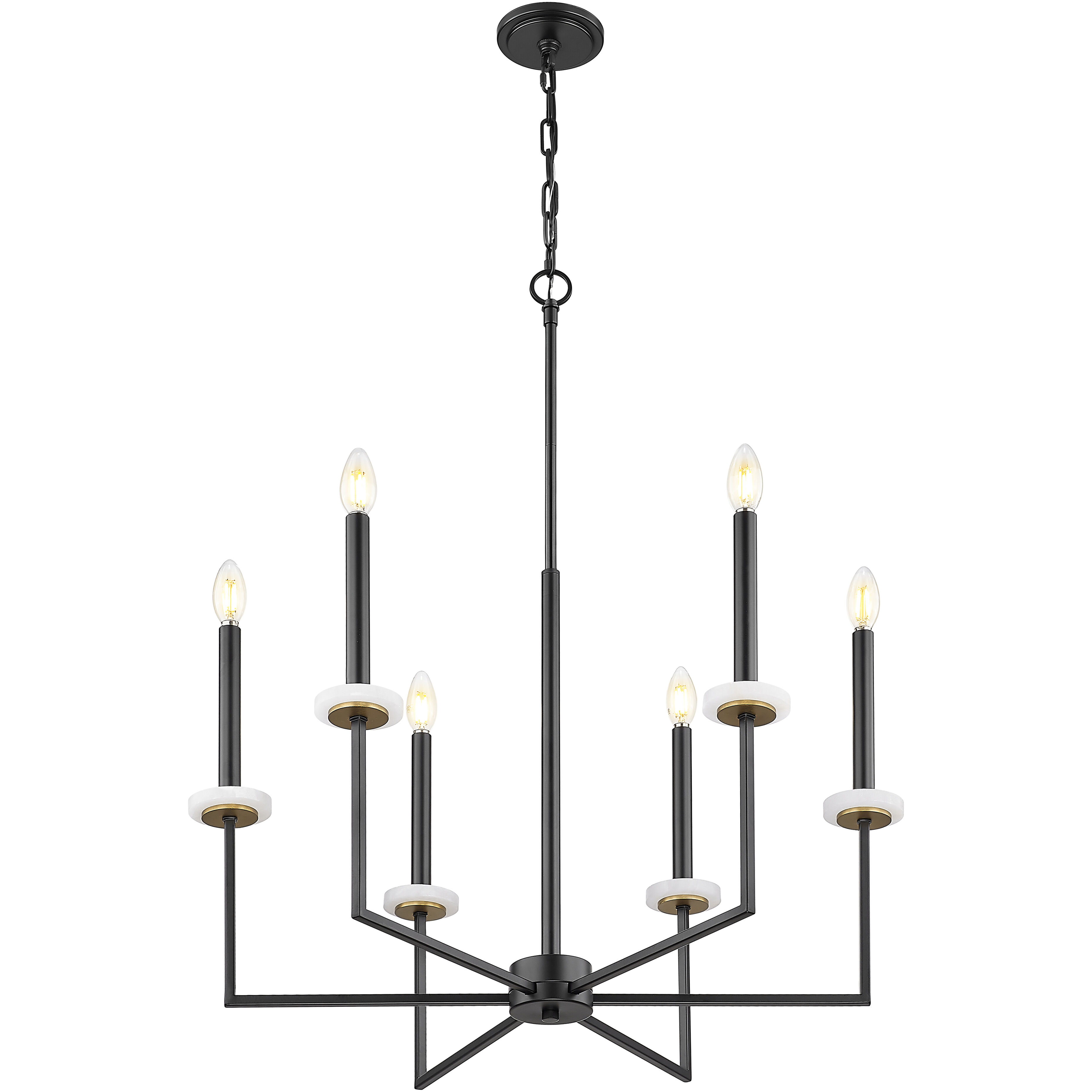 Gaultier 6 Light 27.25 inch Matte Black and Mondern Gold Chandelier Ceiling Light in Matte Black and Modern Gold