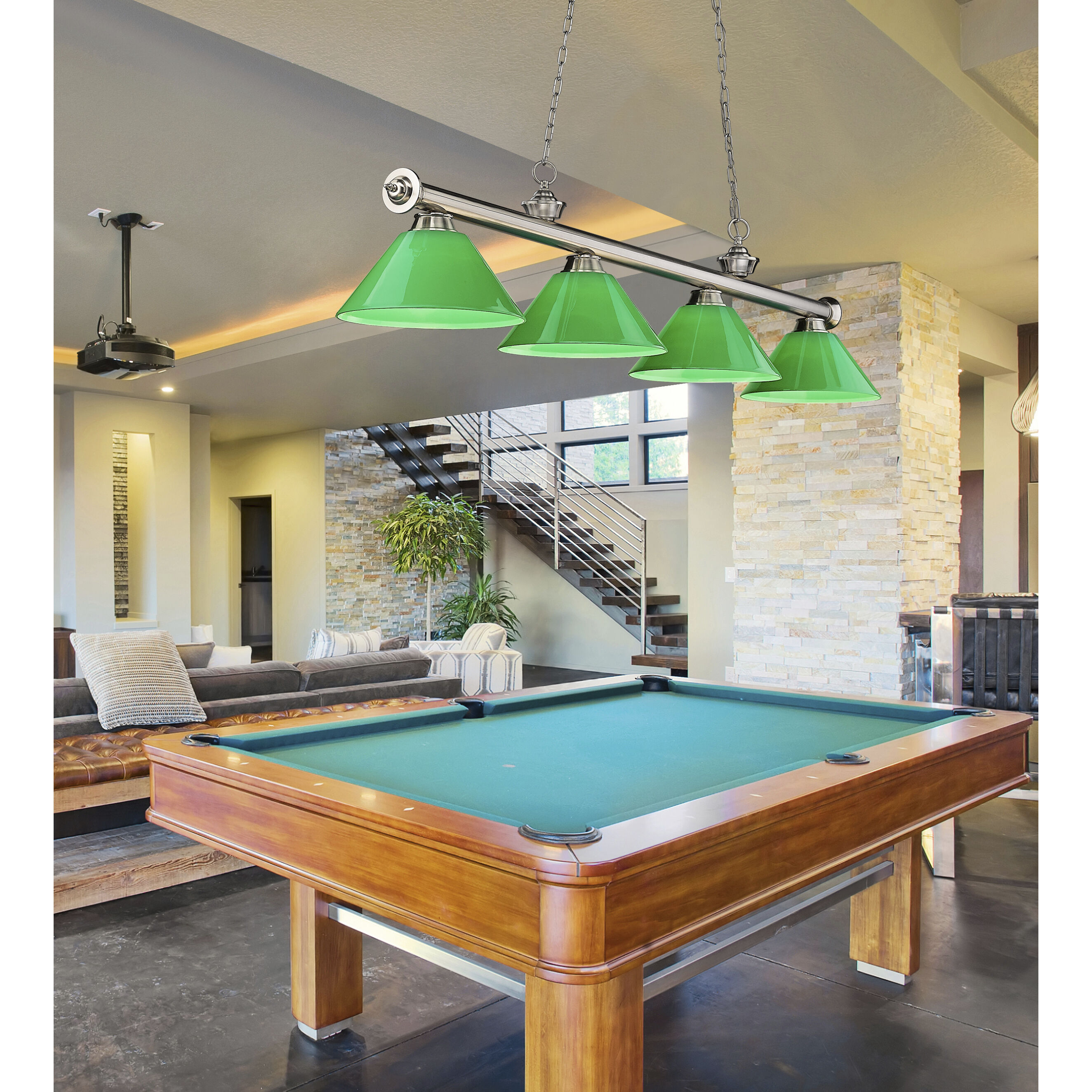 Z Lite 2306 4BN PGR Cordon 4 Light 81 inch Brushed Nickel Billiard