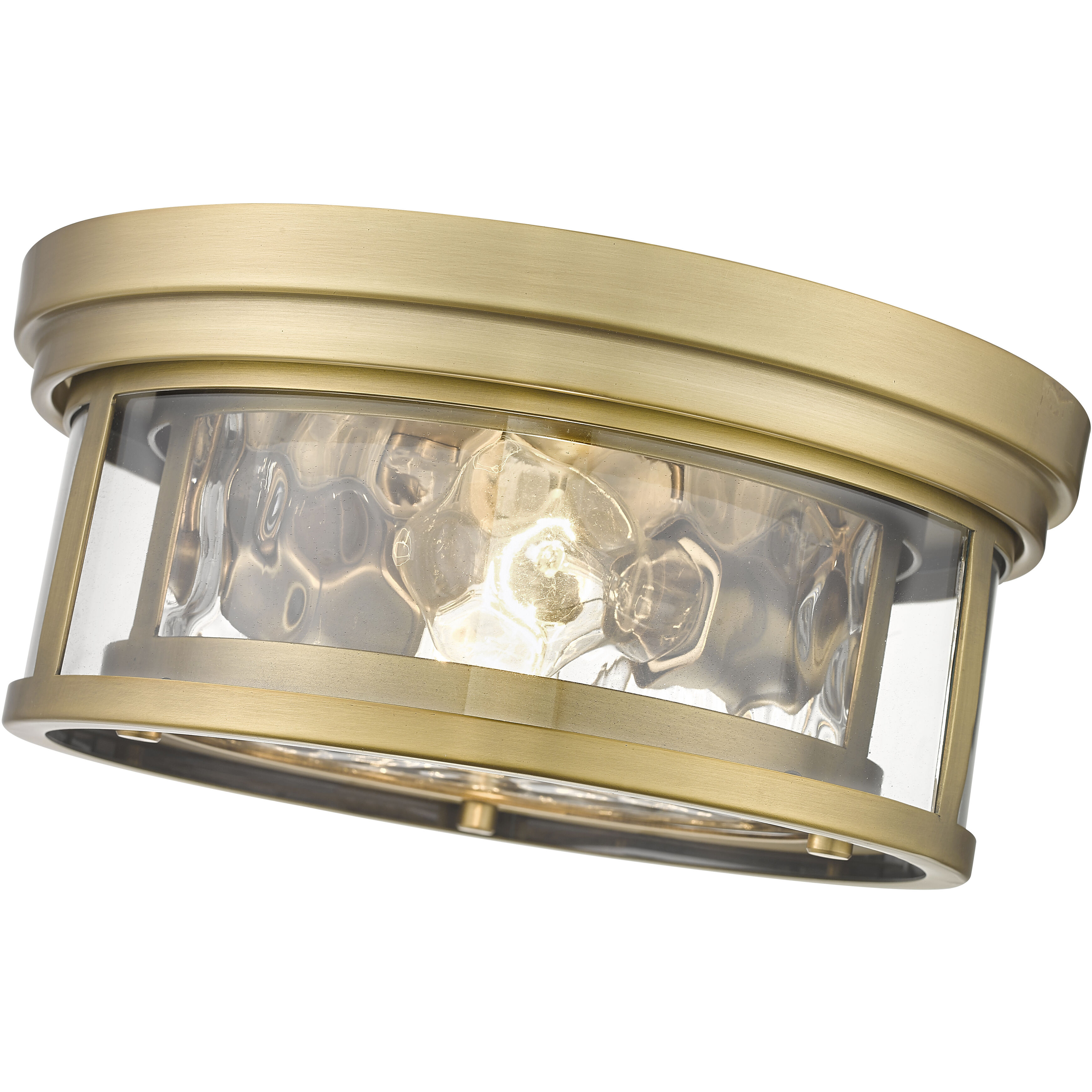 Clarion 2 Light 12 inch Rubbed Brass Flush Mount Ceiling Light in Rubbed Bronze