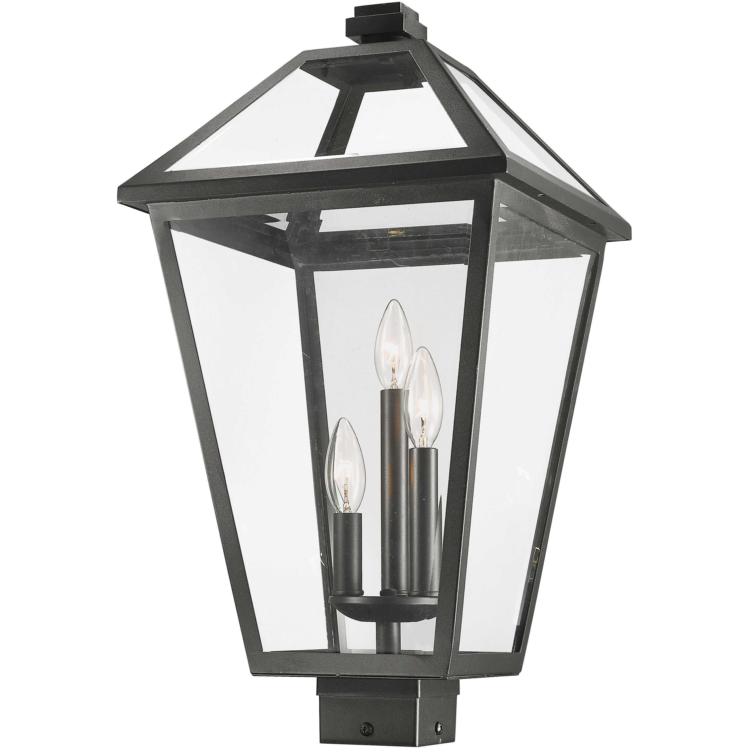 Talbot 3 Light 22.25 inch Black Outdoor Post Mount Fixture in Clear Beveled Glass