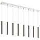 Forest LED 44.25 inch Chrome Linear Chandelier Ceiling Light in 8, Pearl Black Steel, 22