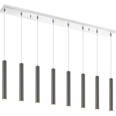 Forest LED 44.25 inch Chrome Linear Chandelier Ceiling Light in 8, Pearl Black Steel, 22
