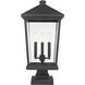 Beacon 3 Light 24.75 inch Oil Rubbed Bronze Outdoor Pier Mounted Fixture in 15.5
