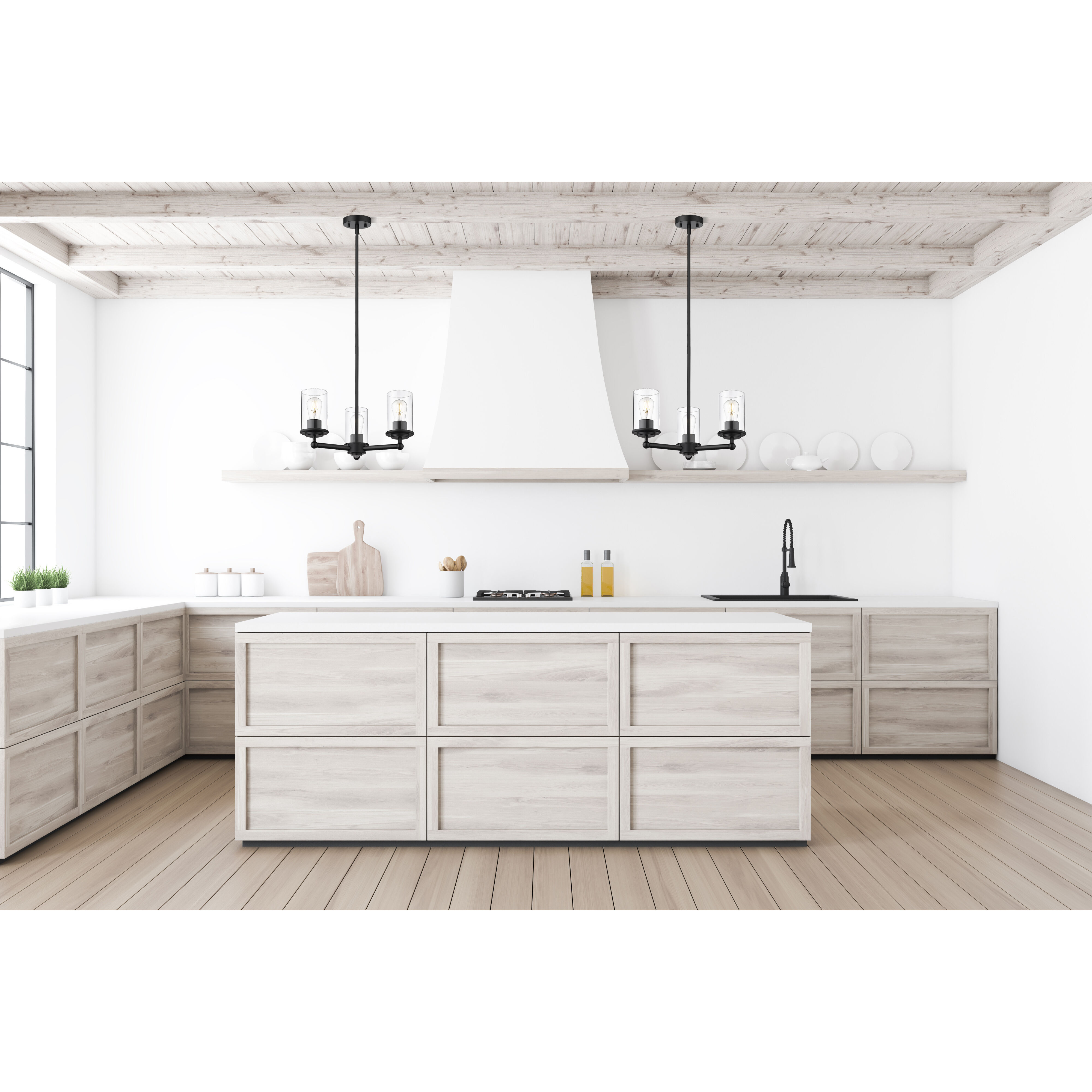 Thayer 3 Light 19 inch Matte Black Chandelier Ceiling Light