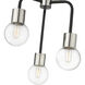 Neutra 3 Light 14 inch Matte Black and Polished Nickel Semi Flush Mount Ceiling Light