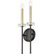 Gaultier 2 Light 7.5 inch Matte Black and Modern Gold Wall Sconce Wall Light