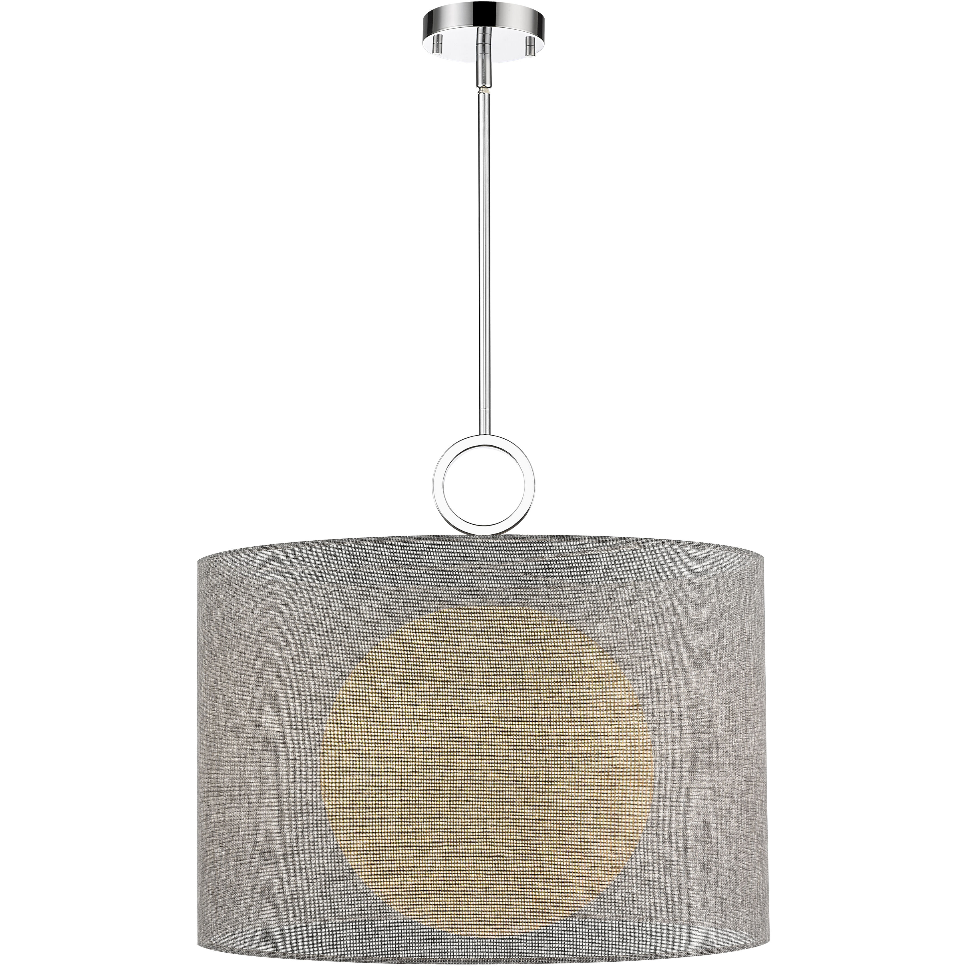 Arosia 1 Light 24 inch Chrome Pendant Ceiling Light in Gray Fabric