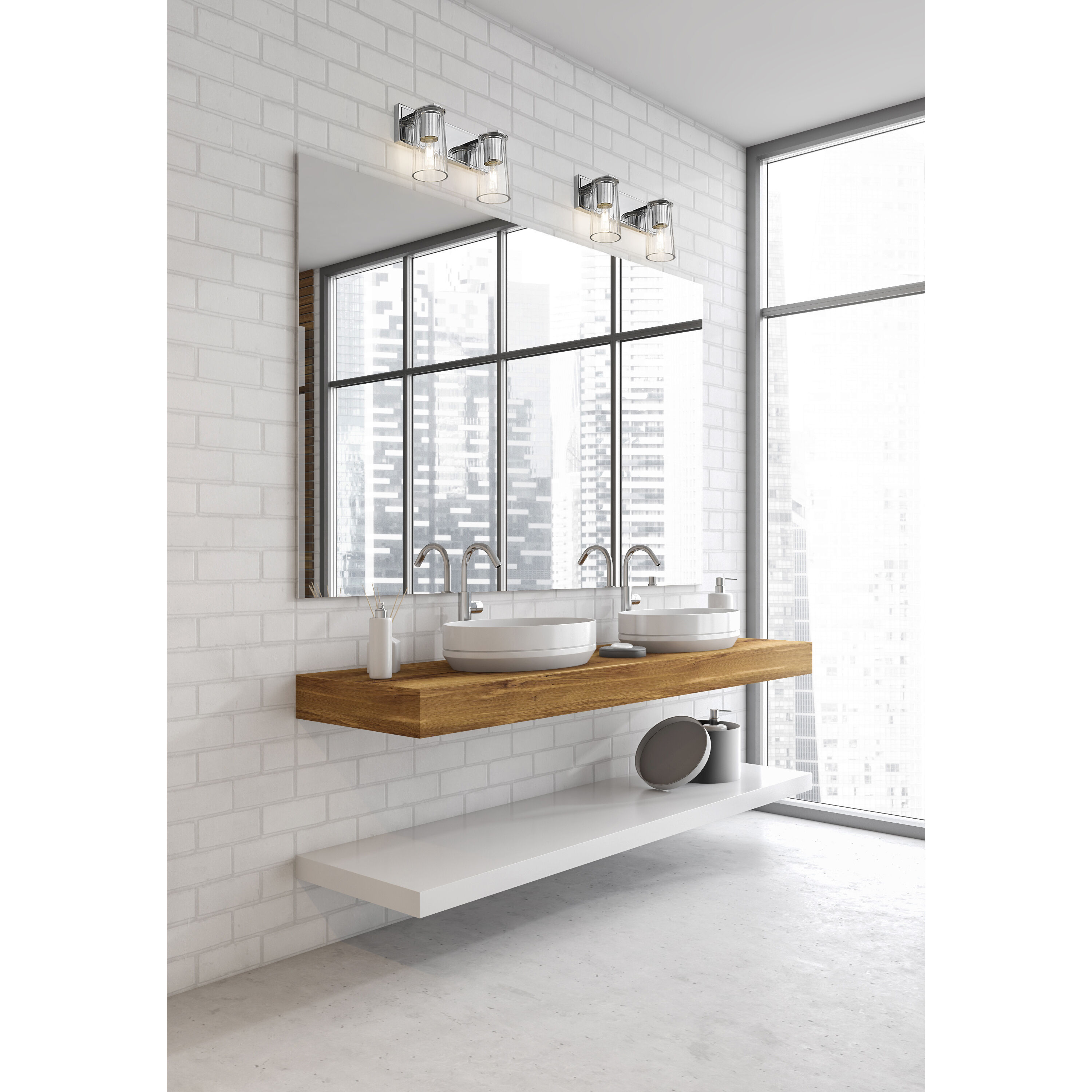 Titus 2 Light 16 inch Chrome Bath Vanity Light Wall Light