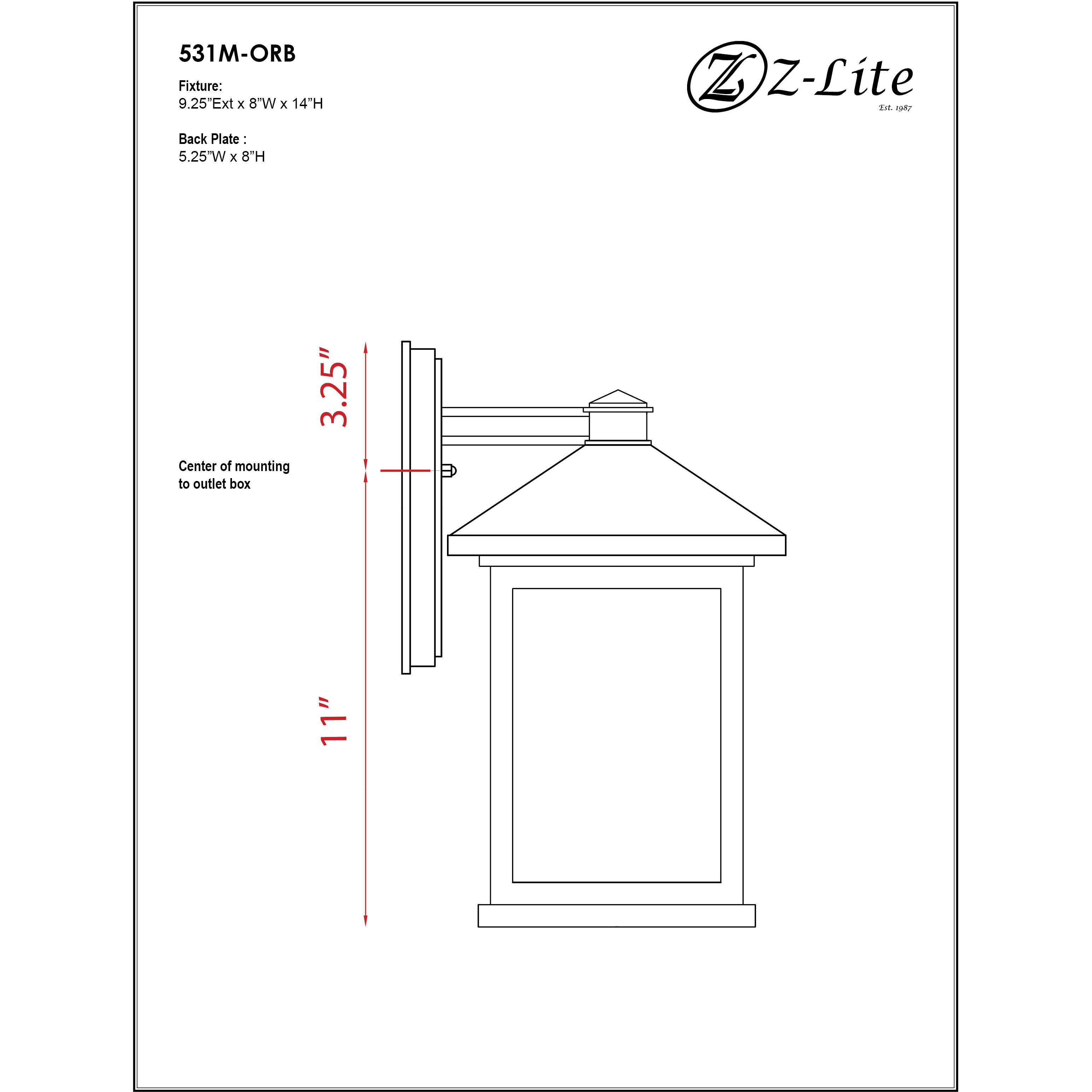 Portland 1 Light 14 inch Oil Rubbed Bronze Outdoor Wall Light in Clear Seedy Glass, 4.24