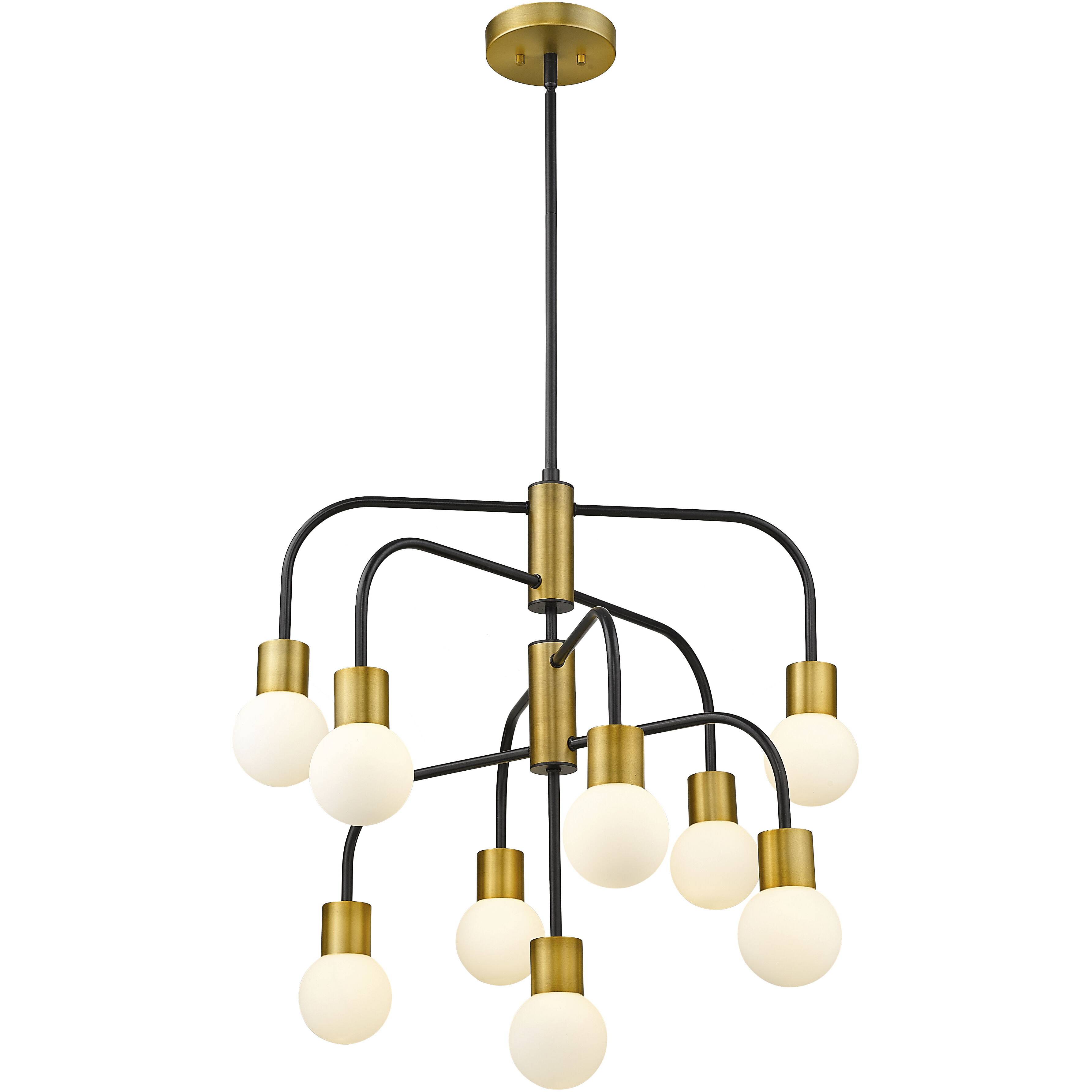 Neutra 9 Light 26.5 inch Matte Black and Foundry Brass Chandelier Ceiling Light