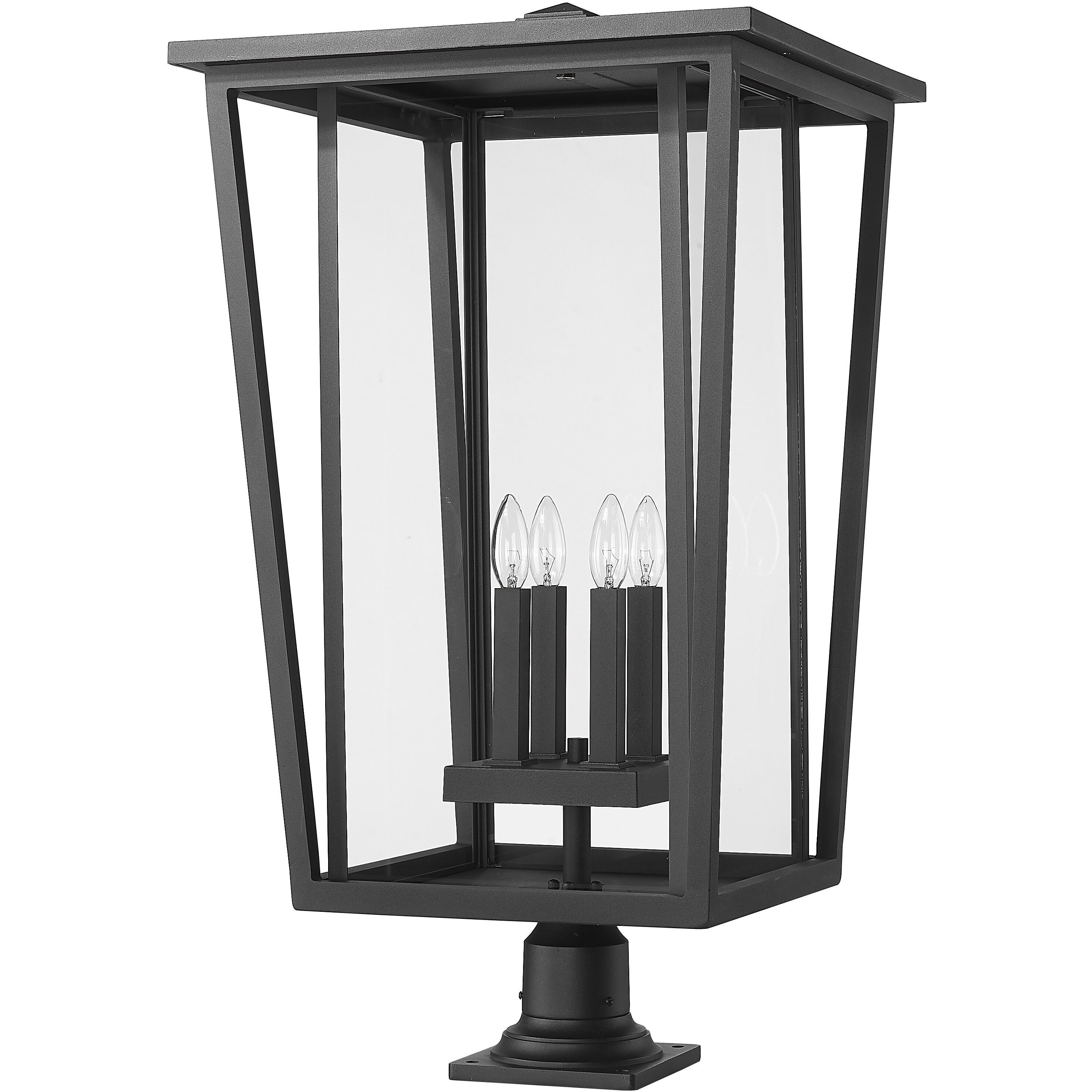 Seoul 4 Light 32 inch Black Outdoor Pier Mounted Fixture
