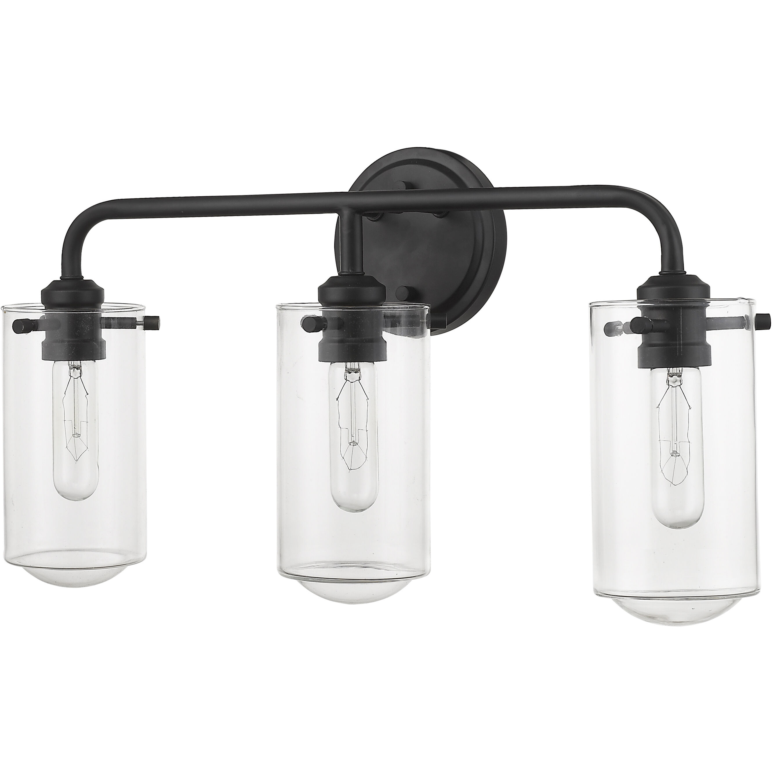 Delaney 3 Light 22 inch Matte Black Vanity Wall Light