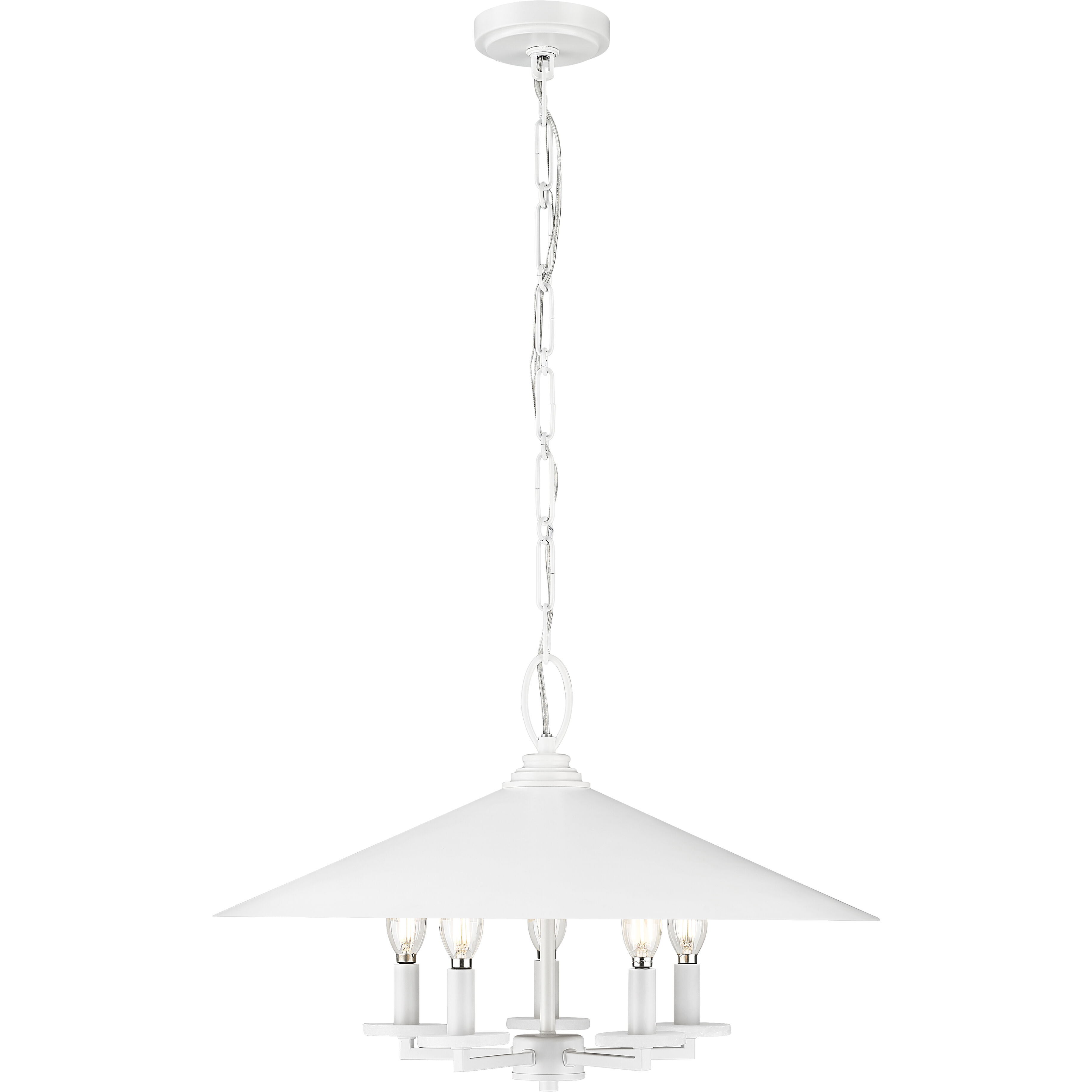 Rialto 5 Light 22 inch Matte White Pendant Ceiling Light in Matte White Outer,  Signature Rubbed Brass Inner