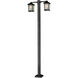 Holbrook 2 Light 99 inch Black Outdoor Post Mounted Fixture in White Seedy Glass