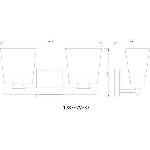 Astor 2 Light 16 inch Brushed Nickel Vanity Wall Light