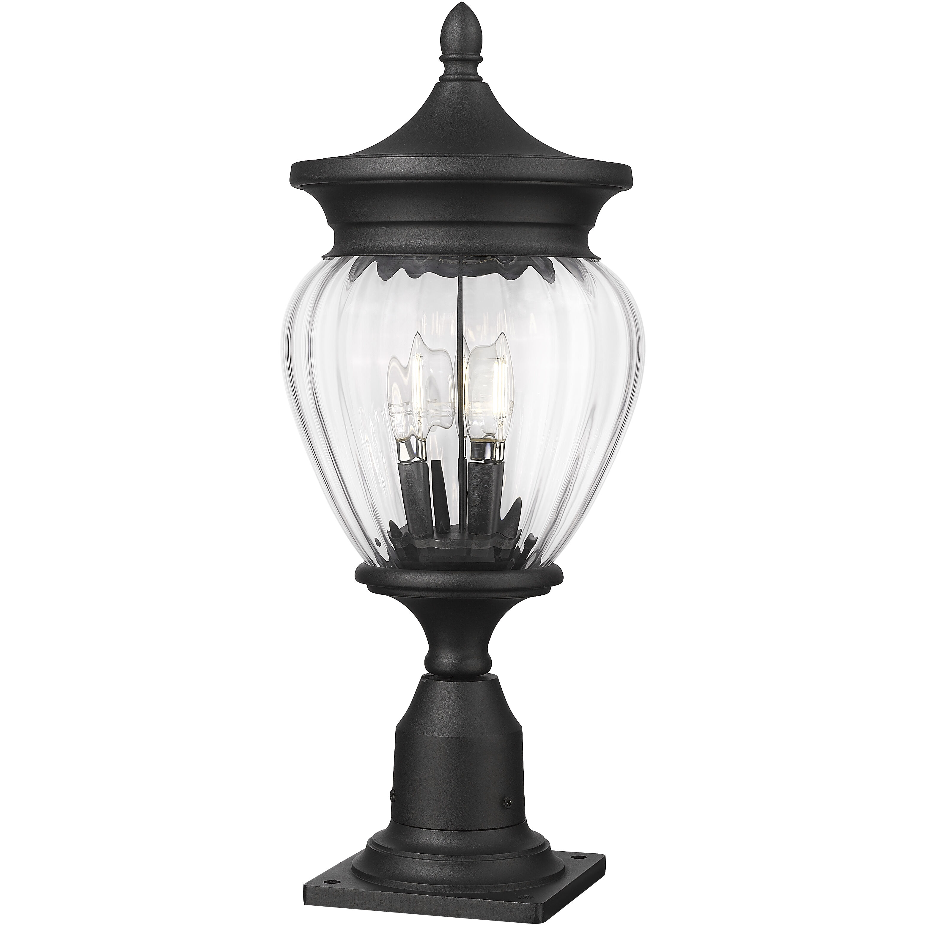 Davina 3 Light 22.25 inch Black Outdoor Pier Mounted Fixture in G9