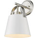 Z-Studio 1 Light 8 inch Matte White and Brushed Nickel Wall Sconce Wall Light