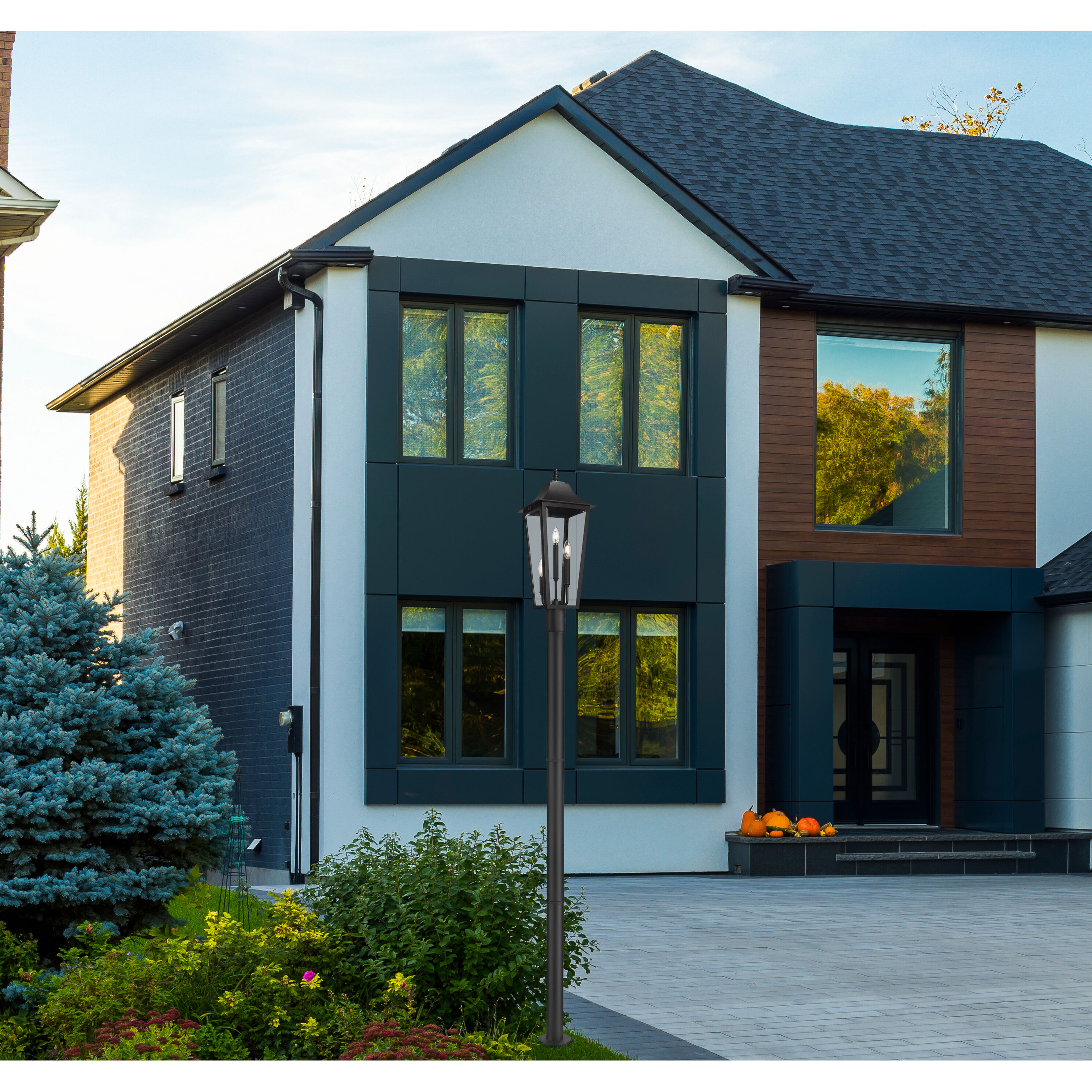 Gannon 3 Light 100.5 inch Black Outdoor Post Mounted Fixture in G9