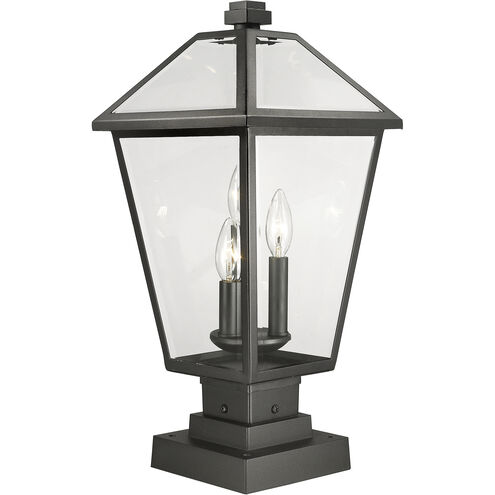 Talbot 3 Light 21 inch Black Outdoor Pier Mounted Fixture in Clear Beveled Glass