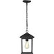 Portland 1 Light 8 inch Black Outdoor Chain Mount Ceiling Fixture in Clear Beveled Glass, 5.07