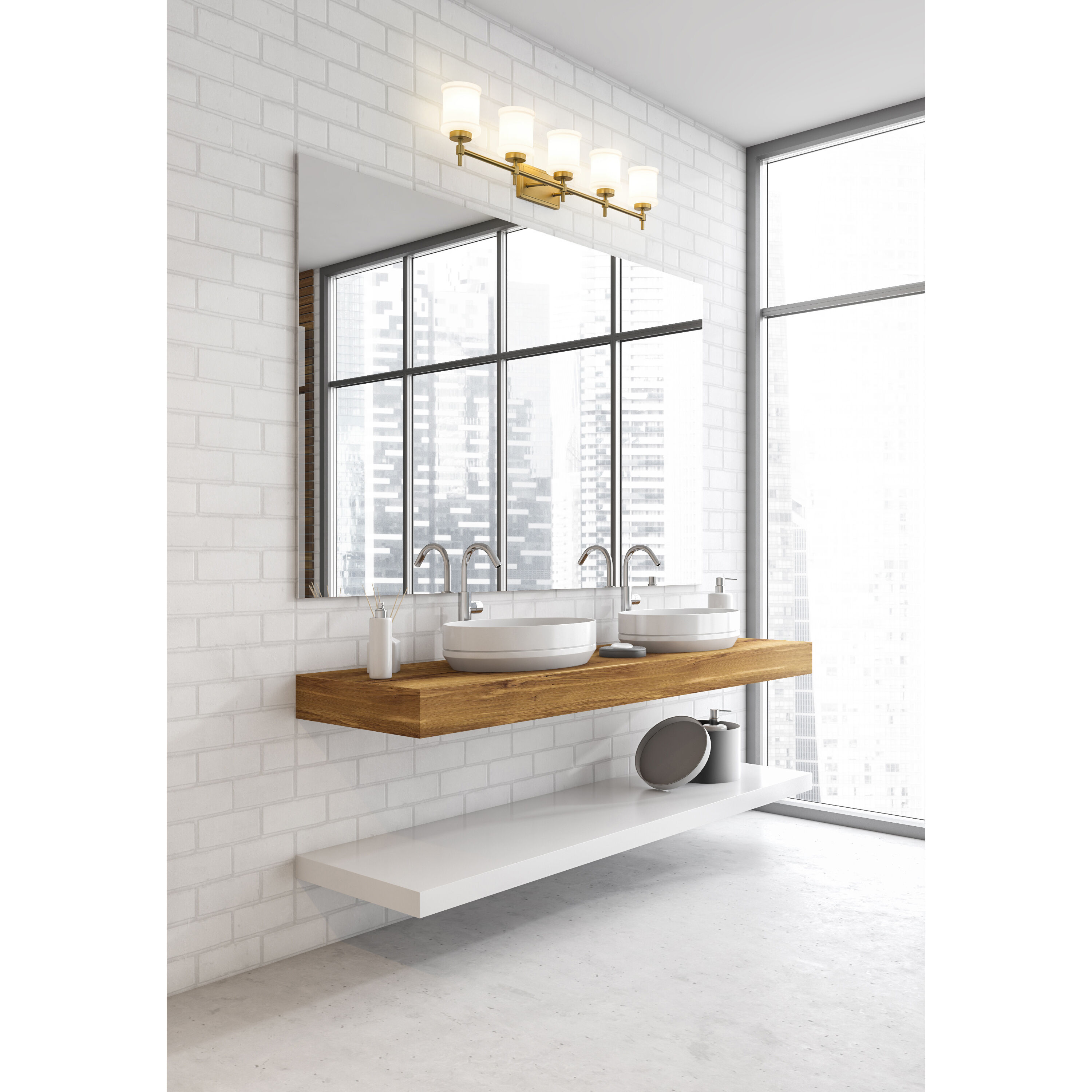 Cadoc 5 Light 40.5 inch Modern Gold Bath Vanity Light Wall Light
