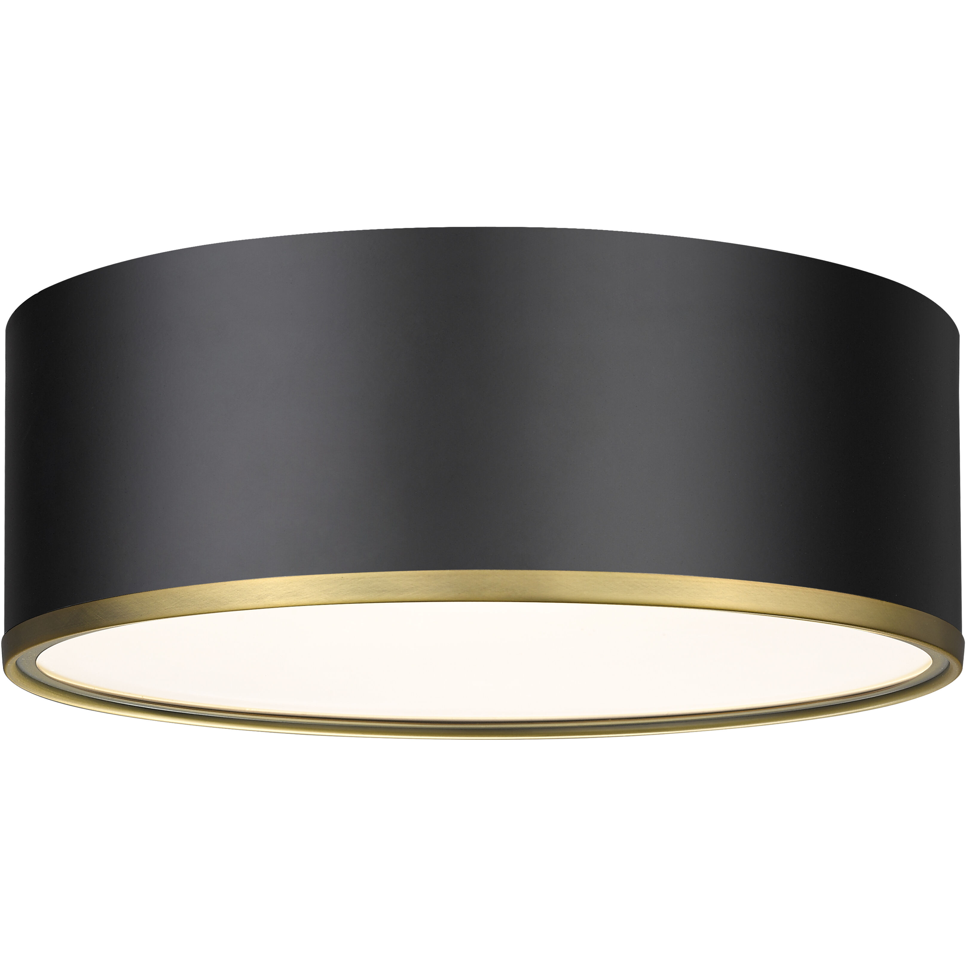 Arlo 3 Light 16 inch Matte Black and Rubbed Brass Flush Mount Ceiling Light