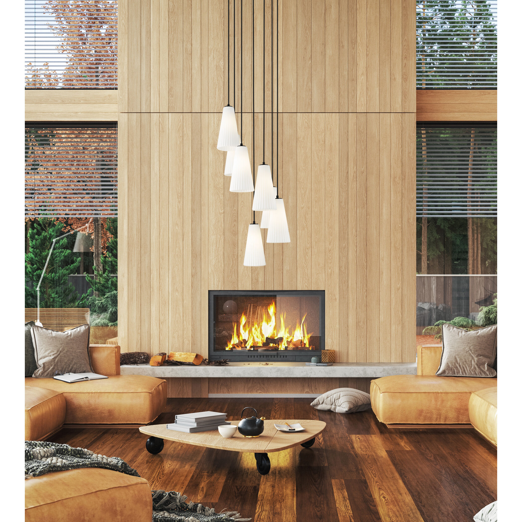 Farrell 7 Light 18 inch Matte Black Chandelier Ceiling Light