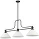 Melange 3 Light 52 inch Matte Black Billiard Light Ceiling Light in White Linen Glass