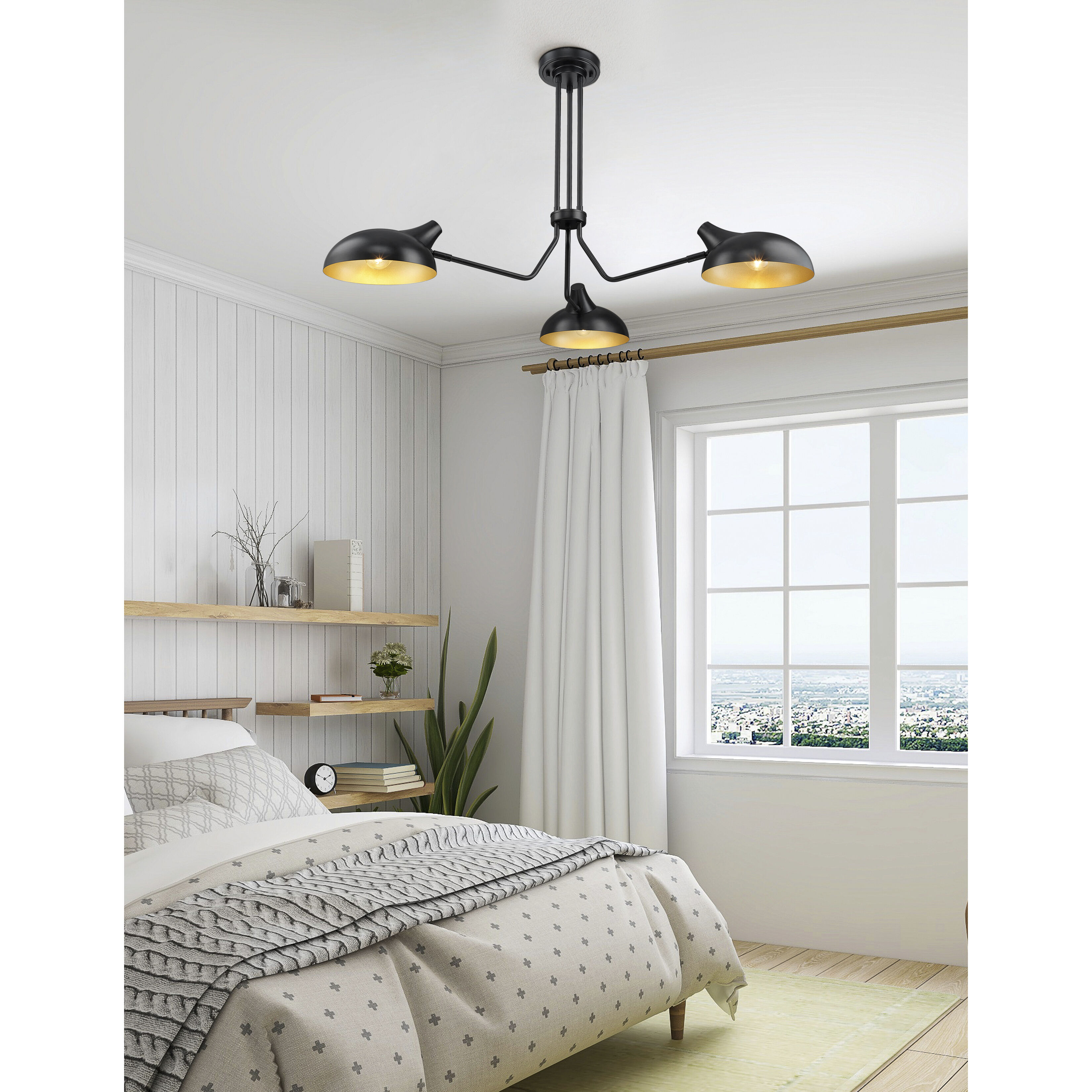 Bellamy 3 Light 46 inch Matte Black Semi Flush Mount Ceiling Light