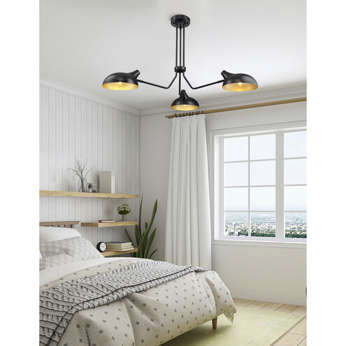Bellamy 3 Light 46 inch Matte Black Semi Flush Mount Ceiling Light
