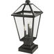 Talbot 3 Light 21 inch Black Outdoor Pier Mounted Fixture in Clear Beveled Glass