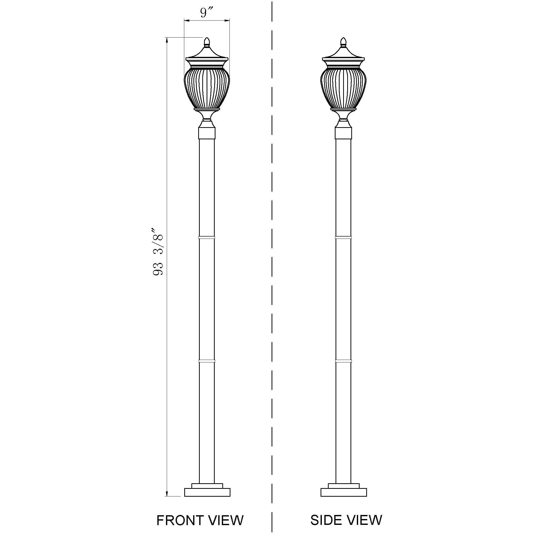 Davina 3 Light 94 inch Black Outdoor Post Mounted Fixture in G9