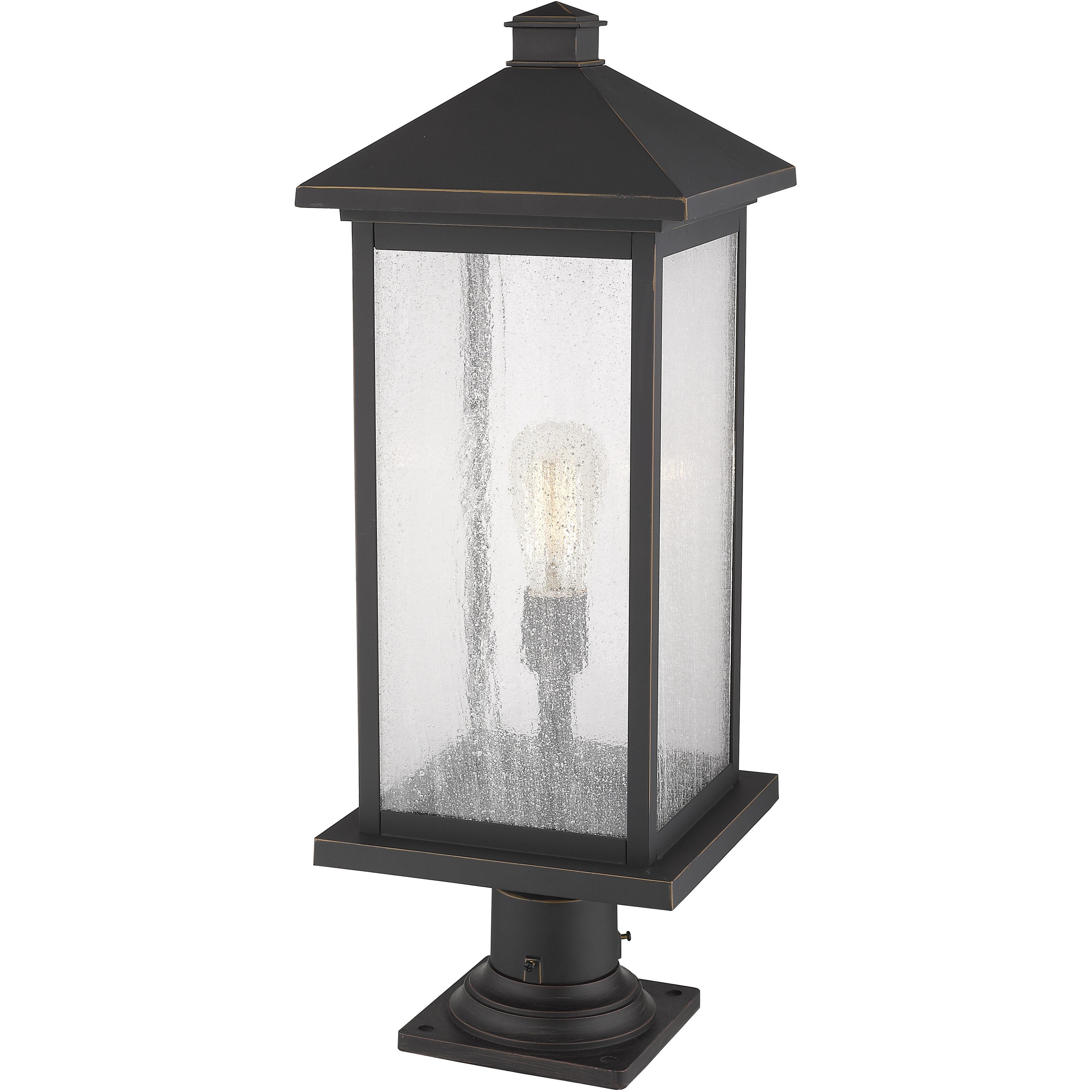 Portland 1 Light 26 inch Oil Rubbed Bronze Outdoor Pier Mounted Fixture in Clear Beveled Glass, 12.25