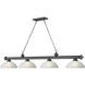 Cordon 4 Light 81.25 inch Bronze Plate Billiard Ceiling Light in White Linen Glass