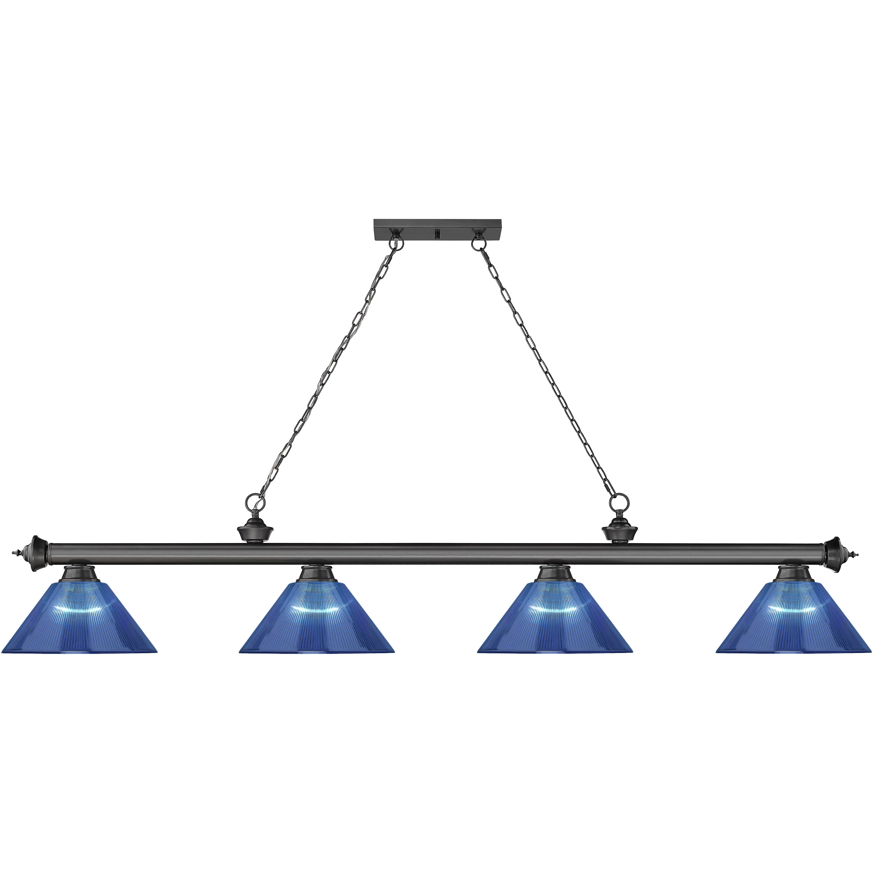 Cordon 4 Light 81.25 inch Bronze Plate Billiard Ceiling Light in Dark Blue Acrylic