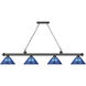 Cordon 4 Light 81.25 inch Bronze Plate Billiard Ceiling Light in Dark Blue Acrylic